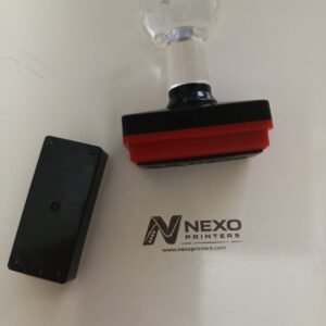 “High-quality rubber stamp with custom logo and text for professional impressions”